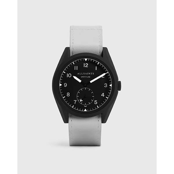 Allsaints Australia Mens Untitled IV Stainless Steel Leather Watch White AU41-071